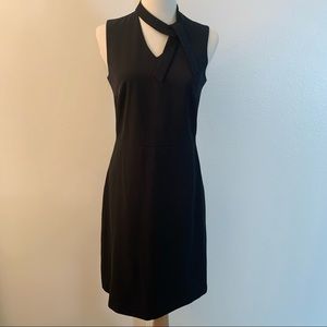 Stefanel black tie neck sheath dress